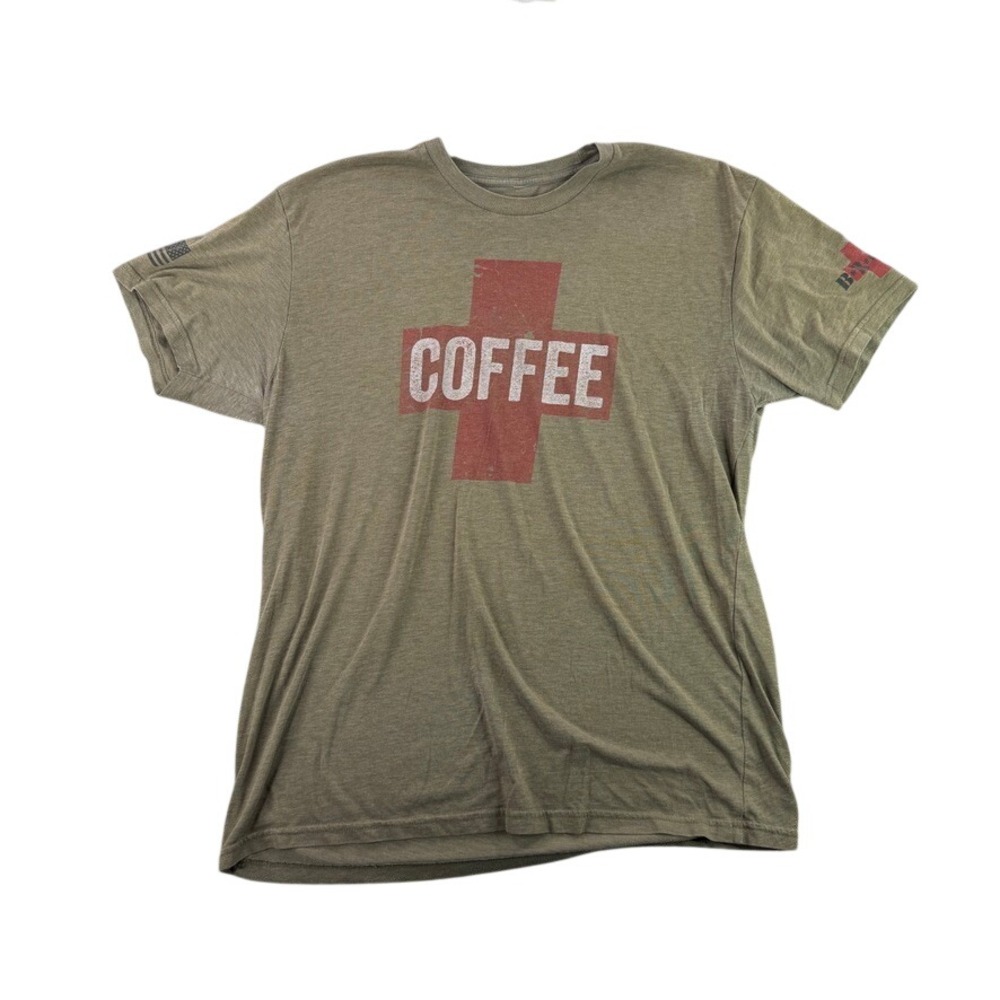 Black Rifle Coffee Company T-Shirt Men Large Olive Green Graphic Tee Patriotic